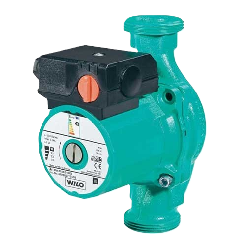 WILO high-efficiency circulation pump with electronic speed control for hydronic underfloor heating systems